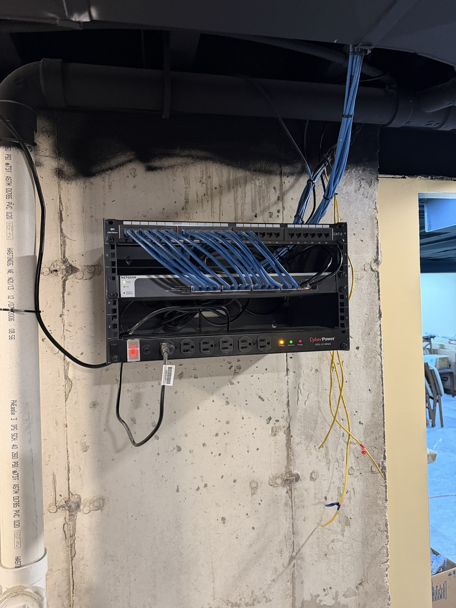 Patch panel and switch rack from the whole-home Cat 6 upgrade