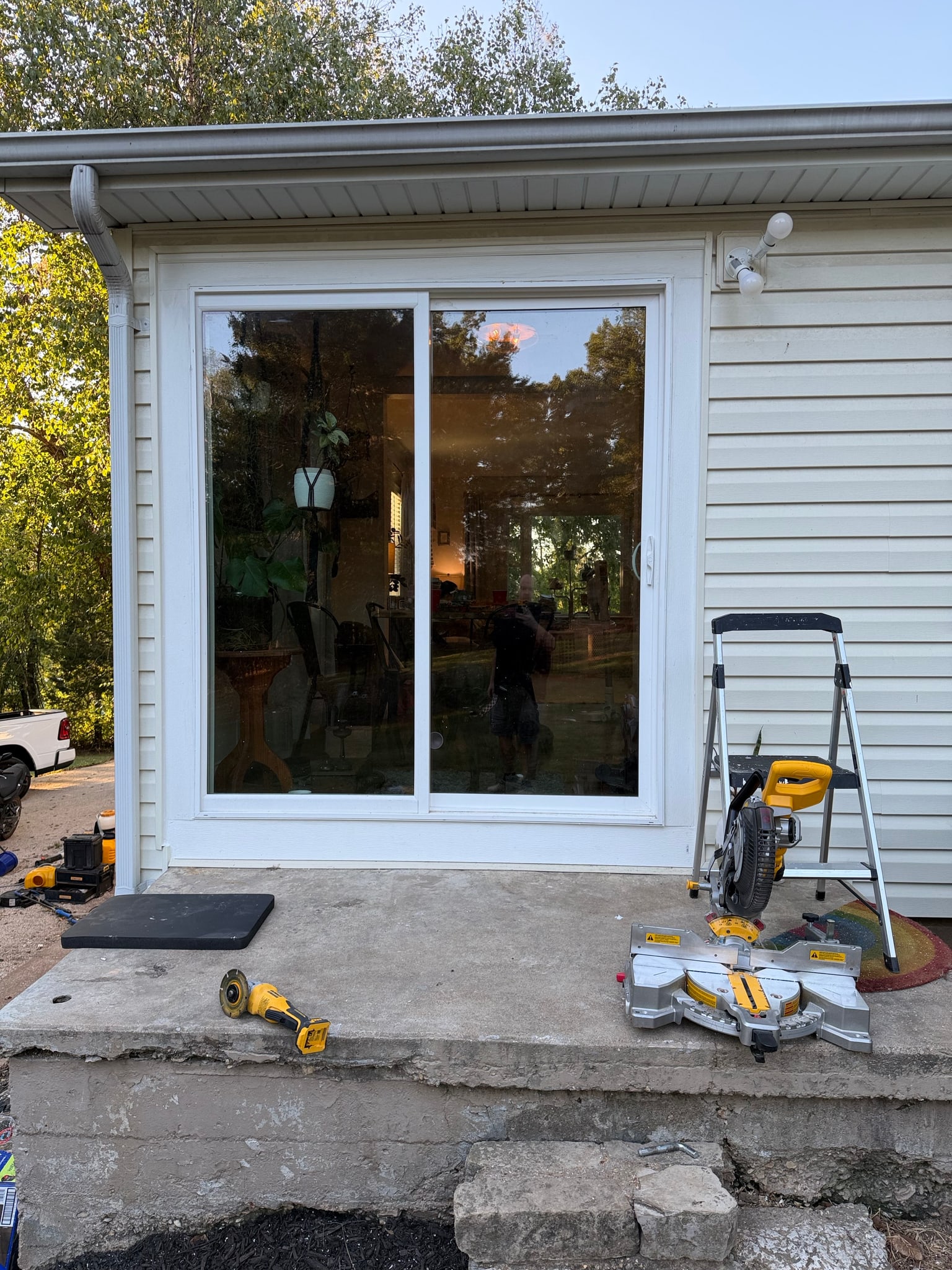 Pella sliding patio door installed by Kevin, viewed from outside the home